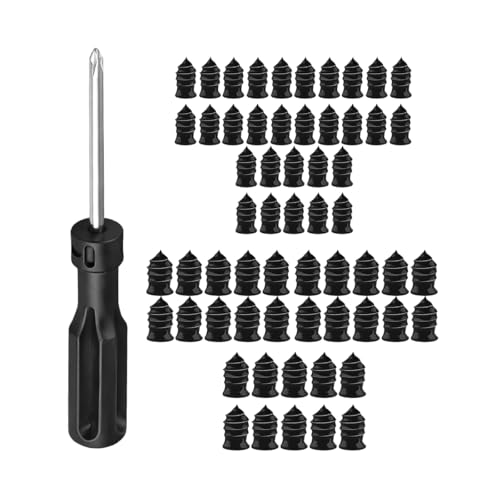 60PCS Car Tire Repair Nails Kit, 2 Sizes Self-Service Rubber Vacuum Tyre Screw in Plug with Screwdriver and Box, Spiral Automotive Fast Tire Repair Screw, Universal for Vehicles - size: 60PCS