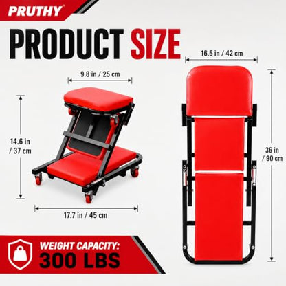 Mechanic Creeper Folding 2-in-1 Rolling Seat All-in-One Adjustable Roller Garage Creepers Automotive, Lay Down or Sit, Car Roller Creeper with 6 Swivel Casters - color: Creeper 2-in-1