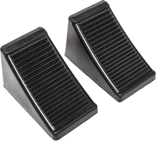 MaxxHaul 50011 Heavy-Duty Rubber Wheel Chocks with Eyebolt, Anti-Slip Design for Trailers, RVs, and Trucks (6.5" x 3.75" x 4") - 2 Pack - size: MaxxHaul 50011- 6-1/2" x 3-3/4" x 4"
