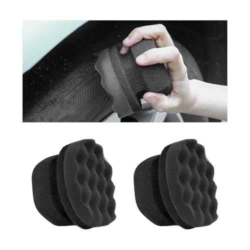 KVAEY 2 PCS Tire Dressing Applicator Pads, Reusable Hex Grip Tire Shine Applicator Polishing Sponge Pads, Wheel Tire Shine Detailing Foam for Most Vehicles, Car Accessories (Black, 3.15") - color: 2p, Black, 3.15"