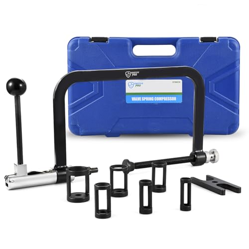 SMOTIVEPRO Heavy Duty 8-Piece Valve Spring Compressor & Removal Tool Kit | 7 Pusher Adapters for Easy Valve Spring Compression on LS Series & Small Engines