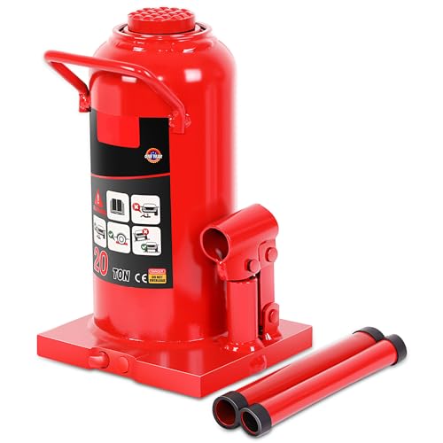 Auto Dynasty 20 Ton Hydraulic Bottle Jack, Automotive Welded Bottle Jack for Car, Pickup Truck, RV, Auto Repair, 10" to 18" Lifting Range (Red) - color: Red, size: 20 Ton