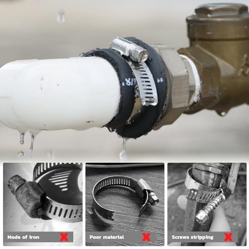 OURU 150PCS Hose Clamps Stainless Steel Assortment Adjustable 1/4"-1-1/2"(6-38mm) Worm Gear Hose Clamp, Heavy Duty Metal Small Hose Clamps for Automotive, Pipe, Radiator Plumbing, Fuel Line - size: 150PCS KIT-HOSE CLAMP(1/4"-1-1/2")