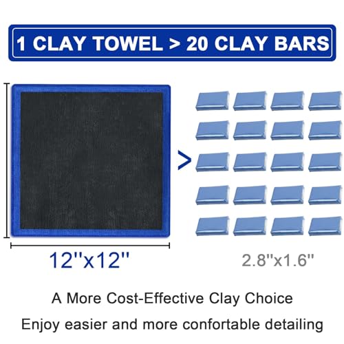 Clay Towel 2 Pack Auto Detailing - Fine Grade Microfiber Car Chamois Towel - DIY Detail Clay Bar Alternative - color: Blue, size: 2 Pack