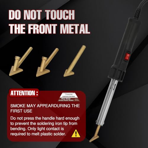 Plastic Welder with Adjustable Temperature 180-360°C, Plastic Welding Kit for Car Bumper, Dashboard, Kayak, Canoe, 8 Types of Plastic Welding Rods, Overheat Protection, RED.