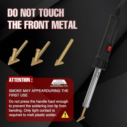 Plastic Welder with Adjustable Temperature 180-360°C, Plastic Welding Kit for Car Bumper, Dashboard, Kayak, Canoe, 8 Types of Plastic Welding Rods, Overheat Protection, RED.