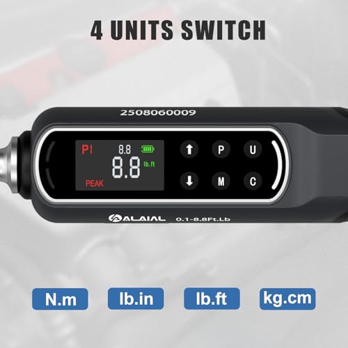 1/4 Drive Digital Torque Wrench, 0.1-8.8 Ft.Lb/0.2-12 Nm Drive Dual Direction Rachet Torque Wrench with Vibration, Buzzer and LED Alert, Electronic Torque Wrench for Bike Motorcycle Car Repair - size: 0.1-8.8 Ft.Lb/0.2-12 Nm-1/4"