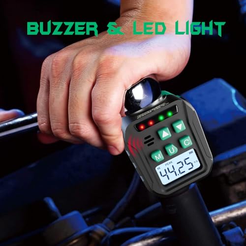 1/2-Inch Digital Torque Adapter, 2.21-44.25 Ft.lb/3-60 N.m, Electronic Torque Wrench Converter with ±2% Accuracy, Preset Function, Data Storage, 3/8” & 1/4” Adapter for Bike, Motorcycle, Car - size: 2.2-44.3 Ft-lb/3-60 Nm