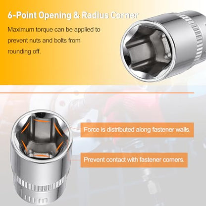 HARFINGTON Deep 6-Point Impact Socket 1/4" Drive 11mm Metric Socket 25mm (1") Long with 1/4" Hex Shank Adapter, CR-V Steel Socket Adapter Accessory Tool Set Kit for Hex Bolts Nuts - size: 11mm x 25mm