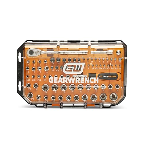 GEARWRENCH 75 Piece 1/4” & 3/8” Drive 72-Tooth 6 Point SAE/MM Mechanics Hand Tool Set | GW38CBMTS75