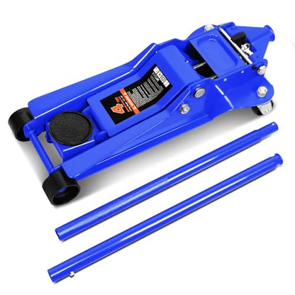 PM PERFORMOTOR Low Profile Hydraulic Trolley Service/Floor Jack, 4 Ton (8000 lbs) Capacity, Lifting Range 4.5"-20", Blue, PM-TOL-FJ40-BL - color: Blue