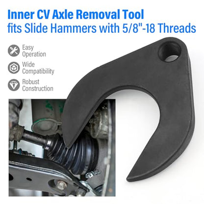 48mm Inner CV Axle Removal Tool with Nut - Front Wheel Drive Vehicles Axle Pulley Attachment For Slide Hammer with 5/8"-18 Threads - CV Joint Puller Fork Adapter Removing Tool Fix Damaged CV Joints - size: 48cm