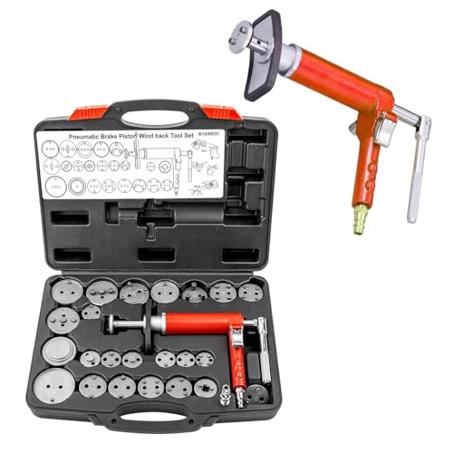 24PCS Pneumatic Brake Caliper Piston Wind Back Compression Spreading Tool Kit for Brake Pad Replacement, Heavy Duty Brake Piston Caliper Compression Tool Set with 22 Adapters Fits Most Vehicles - size: 24PCS Pneumatic Brake Caliper Compression Tool