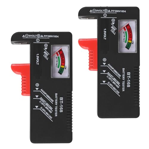 UMLIFE 2Pack of BT-168 Battery Tester, Universal Battery Tester, Small Battery Tester for Household Battery, Suitable for AAA AA C D 9V 1.5V Button Battery - color: 2PCS