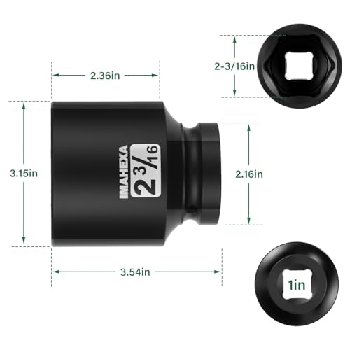 1" Drive Shallow Impact Socket,2-3/16 Inch SAE Jumbo Socket,CR-MO 6 Point for Easy Removal of Large Axle Nut（SAE) - size: 1 Inch Shallow 2-3/16", style: 1"Drive Shallow Impact Socket