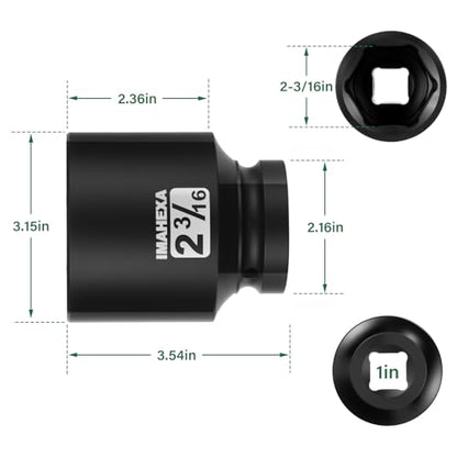 1" Drive Shallow Impact Socket,2-3/16 Inch SAE Jumbo Socket,CR-MO 6 Point for Easy Removal of Large Axle Nut（SAE) - size: 1 Inch Shallow 2-3/16", style: 1"Drive Shallow Impact Socket