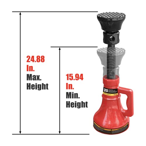Big RED ASJ20R Torin Professional Car Support Screw Jack for House Construction Bridge Stabilization, 20 Ton (40,000 lb) Capacity, Red - size: 20 Ton (40,000 LBs), style: Support Jack