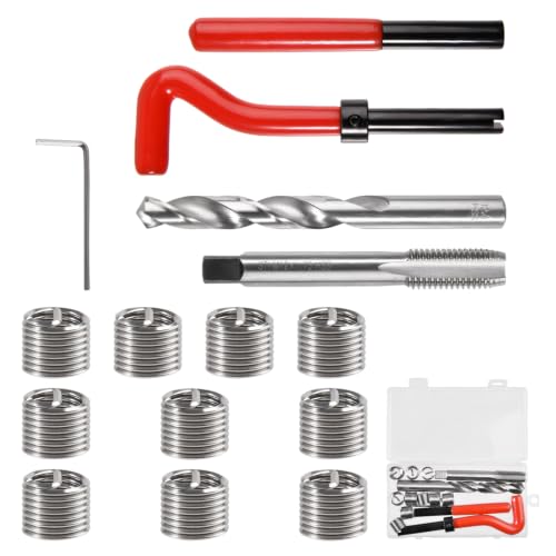15 Piece M12x1.75 Thread Repair Kit Metric with HSS Drill Bits Thread Inserts Taps Breakoff Installation Tool, Auto Rethreading Restorer Tool Kit for Automotive and Engine Repairs - size: M12 x 1.75mm