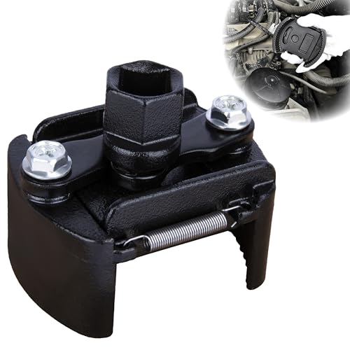 Adjustable Oil Filter Wrench, Universal 2-3/8 to 3-1/8 inch 60-80mm Oil Filter Removal Tool with Auto-Clamp Spring, 1/2'' Drive Cap Style Oils Filters Remover, Fits Small Medium-sized