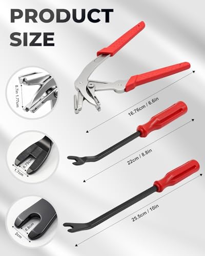 4Pcs Car Clip Pliers with 2 Fastener Removal Tool, Auto Fastener Clip Removal Pliers, Panel Clip Removal Tool for Automotive Plastic Fasteners, Push Pin & Door Trim, Damage-Free Disassembly
