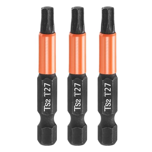 HARFINGTON 3pcs T27 Torx Head Screwdriver Bit 2" (50mm) Long 1/4" Hex Shank Magnetic No Hole Tamper Proof 6 Point Star Screw Driver Drill Bits Phosphate S2 Steel Industrial Power Tools - size: T27 x 50mm
