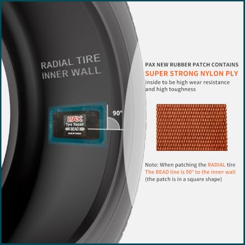 PAX Upgraded Radial Tire Repair Patches 125x90mm / 4.92x3.54 Inch (10 Pack), 2-Layer Super Strong Nylon Fabric Heavy-Duty Puncture Fix for Truck & Car (Rubber Cement Required) - size: 125x90mm