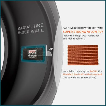 PAX Upgraded Radial Tire Repair Patches 125x90mm / 4.92x3.54 Inch (10 Pack), 2-Layer Super Strong Nylon Fabric Heavy-Duty Puncture Fix for Truck & Car (Rubber Cement Required) - size: 125x90mm