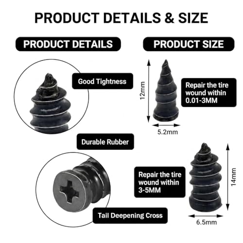 Tire Repair Nails with Case & Maintenance Tools,78Pcs Tire Repair Rubber Nails Kit for Car, Motorcycle, Bike, ATV, Truck