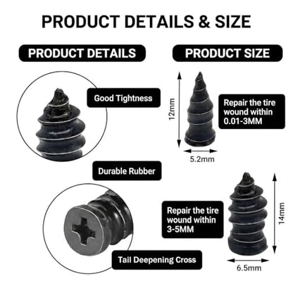 Tire Repair Nails with Case & Maintenance Tools,78Pcs Tire Repair Rubber Nails Kit for Car, Motorcycle, Bike, ATV, Truck