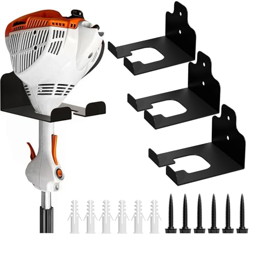 JNIHEEP Garage Organizer Trimmer Rack,Garden Power Tool Hanger,3 Pack,Black | Weedeater Rack, Heavy Duty Weed Whackers Holder Wall Mounted for Grass Trimmer, Hedge Trimmer, Garage Trimmer, Garden Tools - color: Black 3 Packs