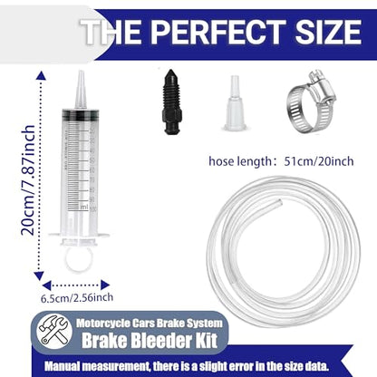 2 PCS Brake Bleed Kit, Hydraulic Disc Brake Bleeding Kit Motorcycle Brake Bleeder Kit Includes 100ML Syringe 50cm Hose Oil Fluid Extractor Bleeder Tool for Brake System Repair Maintenance - color: 2PCS Brake Bleed Kit