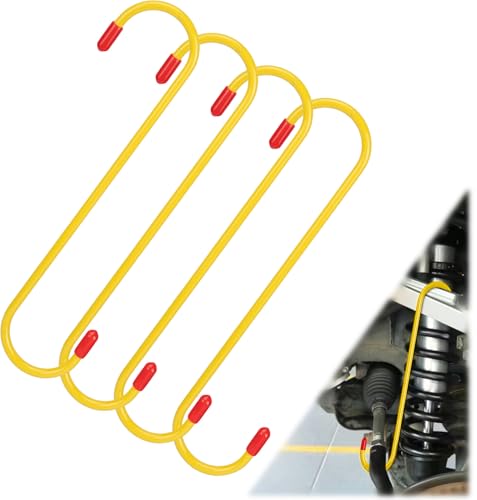 BFXM 4PCS Brake Caliper Hanger Caliper Hangers Hooks with Rubber Tips | Durable Steel, Rust-Proof Automotive Tools for Braking, Axle, Suspension, Herramientas para Extensión de Frenos - color: Yellow with red cap-4PCS