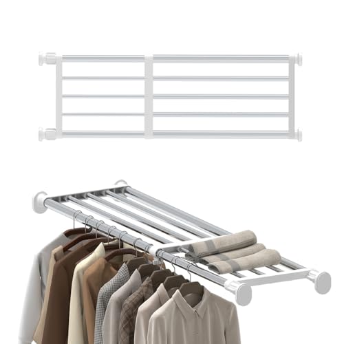 Hershii Expandable Tension Shelf Rod, Closet Tension Shelf Rod for Cabinet | Tension Shelf Rod Closet System Heavy Duty Clothes Hanger Adjustable DIY Storage Organizer Shoe Rack 23.62 - 39.37 inches - color: Ivory, size: 23.62 - 39.37 inches