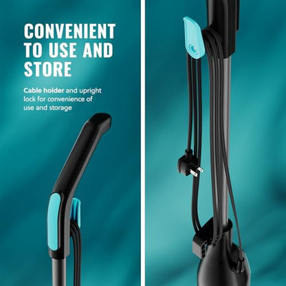 PurSteam ScrubMaster Steam Mop with Dual Scrubbing Head and LED Lights | Dual Scrubbing Head | LED Headlights | Adjustable Steam Control | Anti-Slip Swivel Head | Cable Holder | Upright Lock - size: Small