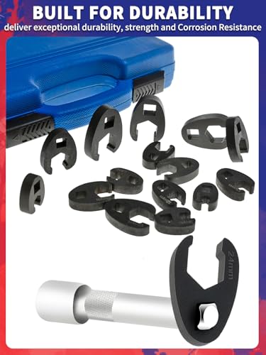 Crows Foot Wrench Set 15pc Metric Crows Foot Wrench Sizes 8mm-24mm for 3/8" and 1/2" Drive Ratchets Extenders
