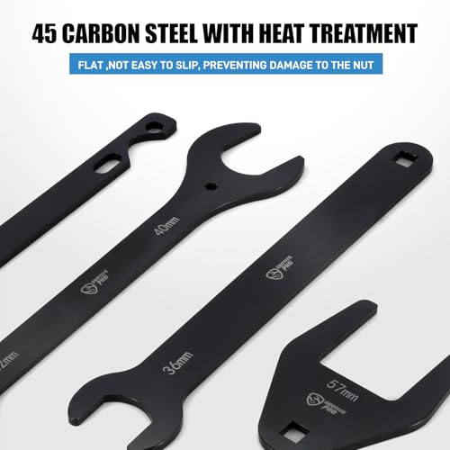 SMOTIVEPRO 4-Piece Fan Clutch Removal Tool Kit, 32mm 36mm 40mm 57mm Fan Clutch Wrench and 15" Water Pump Pulley Holder Removal Tool for BMW, Ford, GM, Dodge,Jeep - size: 4Pcs Fan Clutch Wrench Set