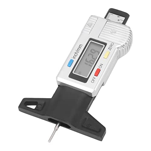 Alomejor Tire Tread Depth Gauge, Digital ABS Tool, Precision Reader for Tire Wear Measurement 0-25.4mm, Ideal for Cars Trucks Motorcycles