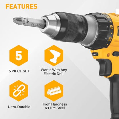 Damaged Screw Extractor Set, Remover for Stripped Screws Nuts & Bolts, Drill Bit Tools for Easy Removal of Rusty & Broken Hardware, Superb Gift for Men Broken Bolt Extractor Screw Remover Set - style: Screw Extractor 5PCS