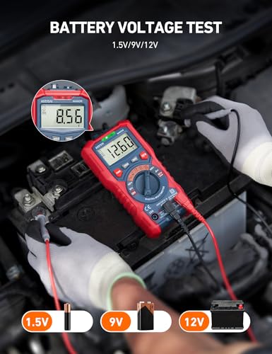 AstroAI M4K0R Digital Multimeter, TRMS 4000 Counts Auto-Ranging, 1.5V/9V/12V Battery Test Modes, NCV, Capacitance, Backlit Display & Flashlight, CAT III 600V -Designed for Auto & Home Diagnostics | Volt Meter Tests 1.5V/9V/12V Batteries, Voltage Tester Me