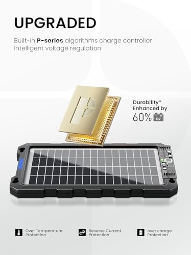 POWOXI Upgraded 7.5W-Solar-Battery-Trickle-Charger-Maintainer-12V Portable Waterproof Solar Panel Trickle Charging Kit for Car, Automotive, Motorcycle, Boat, Marine, RV,Trailer, Snowmobile, etc. - color: Solar Powered Battery Chargers 7.5w-B