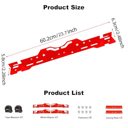 Universal Wheel Alignment Tool, Stainless Steel Toe & Camber Measuring Tool with Wrench and Tape Measure, for Cars, SUVs & Light Trucks (14mm/16mm Lug Nuts) - color: Red