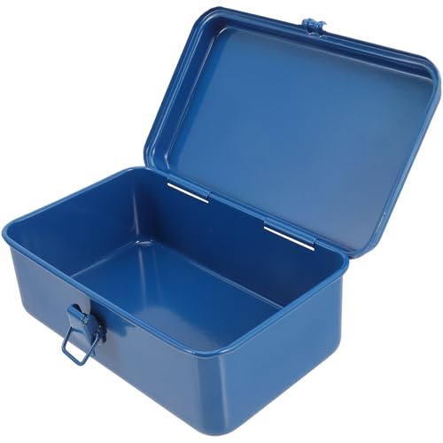 BESTonZON Tool Box Metal Tool Storage Box 7.48 X 4.72 X 3.07 in Mechanics Tools Organizer with Handle and Latch for Car Trunk Workshop Screwdrivers and Wrenches