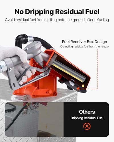 VEVOR Fuel Transfer Pump, 12V DC 16 GPM 1/4 HP Diesel Pump, Extractor Pumps with Manual Nozzle, Discharge Hose and Suction Pipe, for Gasoline, Diesel, Kerosene, Ethanol-Methanol Blends & Biodiesel - size: 12V 16GPM