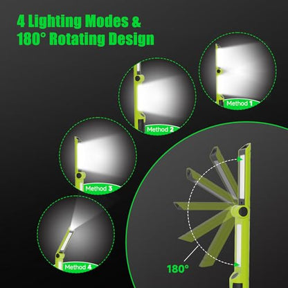 2 PCS Work Light Magnetic,2600ML LED Mechanic Lights, Rechargeable Light, Underhood Light with Hooks for Car Repairing/Garage/Workshop/Emergency/Inspection - size: 2 Pack