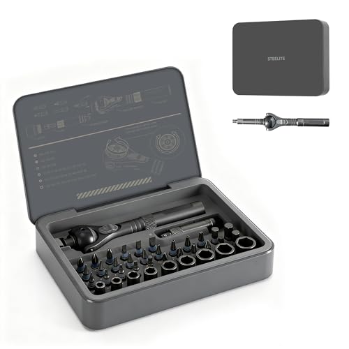 STEELITE 40 in 1 Ratchet Screwdriver Set with Detachable Handle, 180° Ratchet Head, Magnetic Tool Kit with Case for Computer, Electronics Repair, Ideal for Home, DIY, and Maintenance