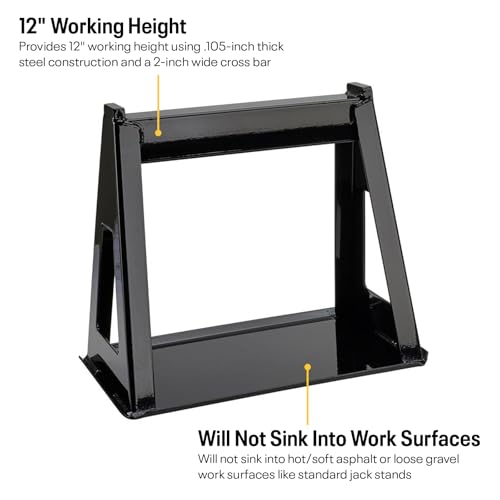 Fixed Height Steel Racing Jack Stands, Set of 4 | 15x9.5in Wide Base for Stability on Soft Surfaces, Fixed Height 12in for Service Clearance, Supports 3000 lb Per Stand