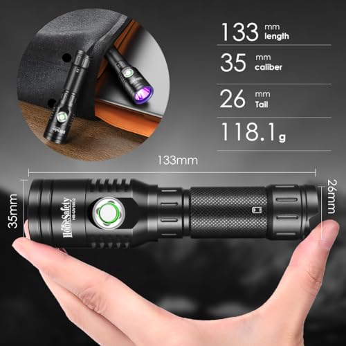 Home Safety 1602 395nm UV Flashlight Blacklight Portable Black Light for for Pet Urine Finding & Mineral, Antique Detection, Scorpion Search, etc (1602_UV395nm)