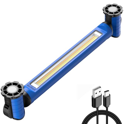 MEIHUA 3000LM LED Work Light, 5000mAh Rechargeable Underhood Light Bar with Hooks & Magnet, Super Bright Mechanic Inspection Light for Car Repair, Garage, Workshop, Emergency - color: Blue