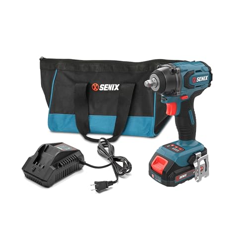 SENIX X2 20 Volt Max* 3/8-Inch Cordless Impact Wrench, Brushless Motor, 365 Foot-Pounds of Max Torque, 4-Speed, Includes Storage Bag, Battery and Charger Included (PDWX2-M11) - style: 3/8'' Impact Wrench