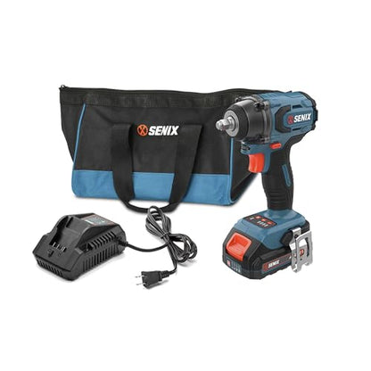 SENIX X2 20 Volt Max* 3/8-Inch Cordless Impact Wrench, Brushless Motor, 365 Foot-Pounds of Max Torque, 4-Speed, Includes Storage Bag, Battery and Charger Included (PDWX2-M11) - style: 3/8'' Impact Wrench